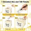 Gold Brass Donation Box Ballot Box Raffle Box Safe Suggestion Box with Raffle Tickets Cards Ballot Box with Slot Collection Box for Raffles (1 Pack)