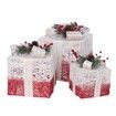 Set of 3 Christmas Lighted Gift Boxes Ribbon Bows Decorations for Xmas Tree Home Yard Indoor Outdoor