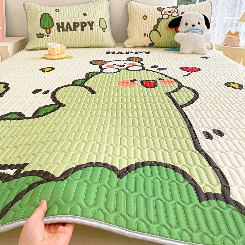 120*200cm 2p Set Latex Bedding Mat  Summer Cool Silky Pillow Case  Breathable Antibacterial Foldable Washable Kids Gift