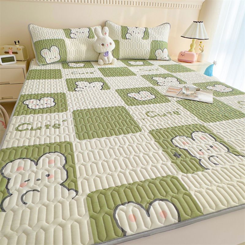 150*200cm 3p Set Latex Bedding Mat  Summer Cool Silky Pillow Case  Breathable Antibacterial Foldable Washable Kids Gift