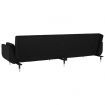 2-Seater Sofa Bed with Two Pillows Black Velvet