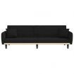 Sofa Bed with Cup Holders Black Fabric