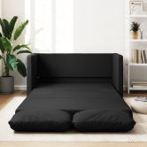 Floor Sofa Bed 2-in-1 Black 112x174x55 cm Faux Leather