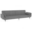 2-Seater Sofa Bed with Two Pillows Light Grey Velvet