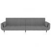 2-Seater Sofa Bed with Two Pillows Light Grey Velvet