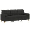 3-Seater Sofa with Throw Pillows Black 180 cm Fabric