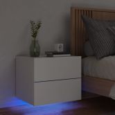 Wall-mounted Bedside Cabinet with LED Lights White