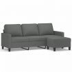 3-Seater Sofa with Footstool Dark Grey 180 cm Fabric