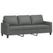3-Seater Sofa with Footstool Dark Grey 180 cm Fabric