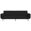 2-Seater Sofa Bed with Two Pillows Black Fabric