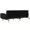 2-Seater Sofa Bed with Two Pillows Black Fabric