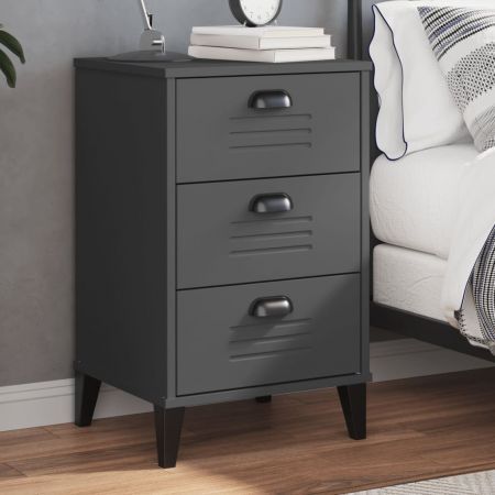 Bedside Cabinet VIKEN Anthracite Grey Engineered Wood