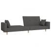 2-Seater Sofa Bed with Two Pillows Dark Grey Fabric