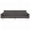 2-Seater Sofa Bed with Two Pillows Dark Grey Fabric