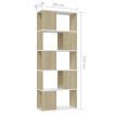 Book Cabinet Room Divider White&Sonoma Oak 60x24x155 cm