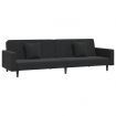 2-Seater Sofa Bed with Two Pillows Black Velvet