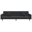 2-Seater Sofa Bed with Two Pillows Black Velvet