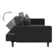 2-Seater Sofa Bed with Two Pillows Black Velvet