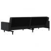 2-Seater Sofa Bed with Two Pillows Black Velvet