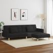 2-Seater Sofa Bed with Footstool Black Fabric