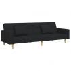 2-Seater Sofa Bed with Footstool Black Fabric