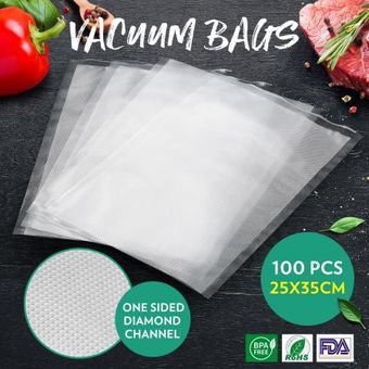 Vacuum Seal Bags 100PCS 20 x 30CM Embossed Pre-cut Food Saver Bags for ...