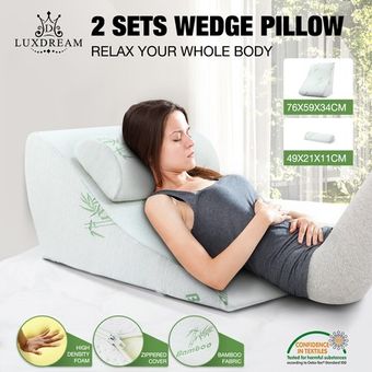 Luxdream 3 Pcs Foam Bed Wedge Pillow Headrest Leg Elevation Pillow ...