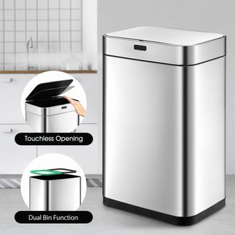 80L Dual Rubbish Bin Sensor Recycling Kitchen Waste Trash Garbage Can ...