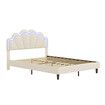 Wood Queen Bed Frame with LED Headboard Metal Platform Mattress Base Queensize Bedroom Furniture Sleep Foundation Upholstered Bedhead White