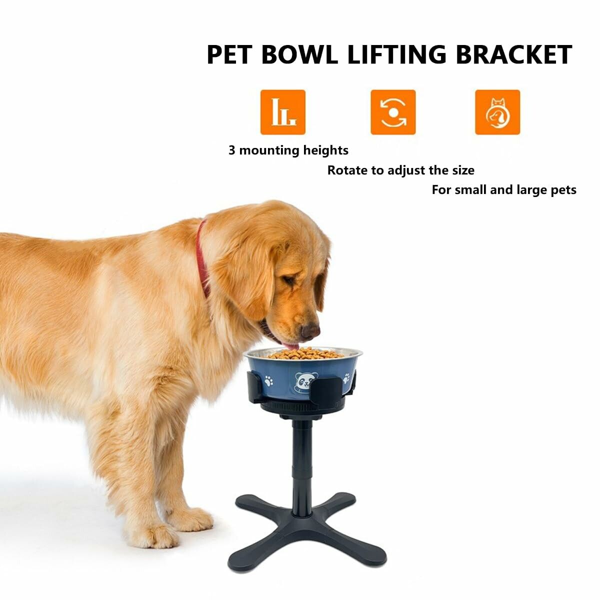 Adjustable Raised Dog Bowl Stand for Small, Medium & Large Dogs with Feeder Bowl