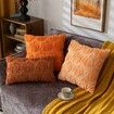 Pumpkin Fall Decorative Throw Pillow Covers,Set of 2 Rust Red Soft Faux Fur Pillow Covers,Fluffy Plush Accent Pillow Cases (Orange,45 x 45cm)