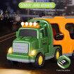 7-in-1 Dino Truck Toys for Kids with Lights Music Transport Car Dino Figures Monster Cars Friction Power Toy Vehicle Play Set