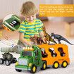 7-in-1 Dino Truck Toys for Kids with Lights Music Transport Car Dino Figures Monster Cars Friction Power Toy Vehicle Play Set