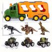 7-in-1 Dino Truck Toys for Kids with Lights Music Transport Car Dino Figures Monster Cars Friction Power Toy Vehicle Play Set