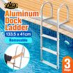 3-Step Boat Dock Pool Ladder Removable Aluminium Stairs Pontoon Deck Boarding Steps 227kg Load Inground Swim Pools Safety Handrail Non Slip