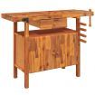 Workbench with Drawer and Vices 124x52x83 cm Solid Wood Acacia