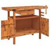 Workbench with Drawer and Vices 124x52x83 cm Solid Wood Acacia