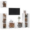 5 Piece TV Cabinet Set White Engineered Wood