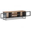 TV Cabinet Grey 120x30x40 cm Solid Acacia Wood and Steel