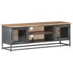 TV Cabinet Grey 120x30x40 cm Solid Acacia Wood and Steel