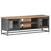 TV Cabinet Grey 120x30x40 cm Solid Acacia Wood and Steel