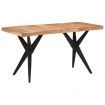 Dining Table Black 140x70x76 cm Solid Wood Acacia
