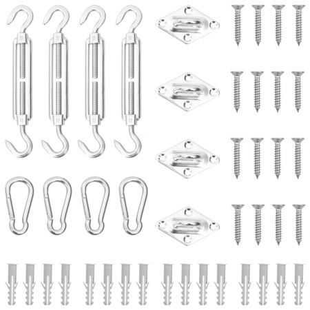 12 Piece Sunshade Sail Accessory Set Stainless Steel