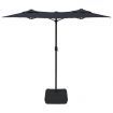 Double-Head Parasol with LEDs Black 316x240 cm