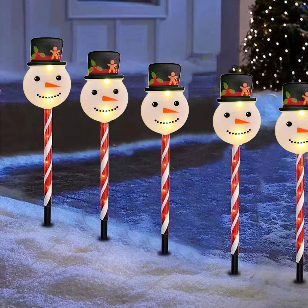 5-in-1 Solar Christmas Snowman Light Garden Stake Lights For Patio, Yard, Garden, Walkway, Lawn Outdoor Christmas Decoration