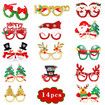 Set of 14 Christmas Glitter Eyeglasses Party Favors for Kids Holiday Decoration Glasses Ideal Birthday Christmas Gift