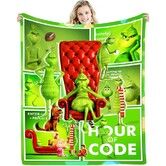 Christmas Grinch Blanket Flannel Throw 150*200cm Colorful Holiday Decor for Halloween,Thanksgiving,Christmas Decorations! For Sofa or Bed