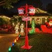 188cm Christmas LED Lights Post Street Xmas Decoration Snowing Music Ornaments Outdoor 2 Head Lamp Path Garden Security Pole Pillar Lantern Driveway