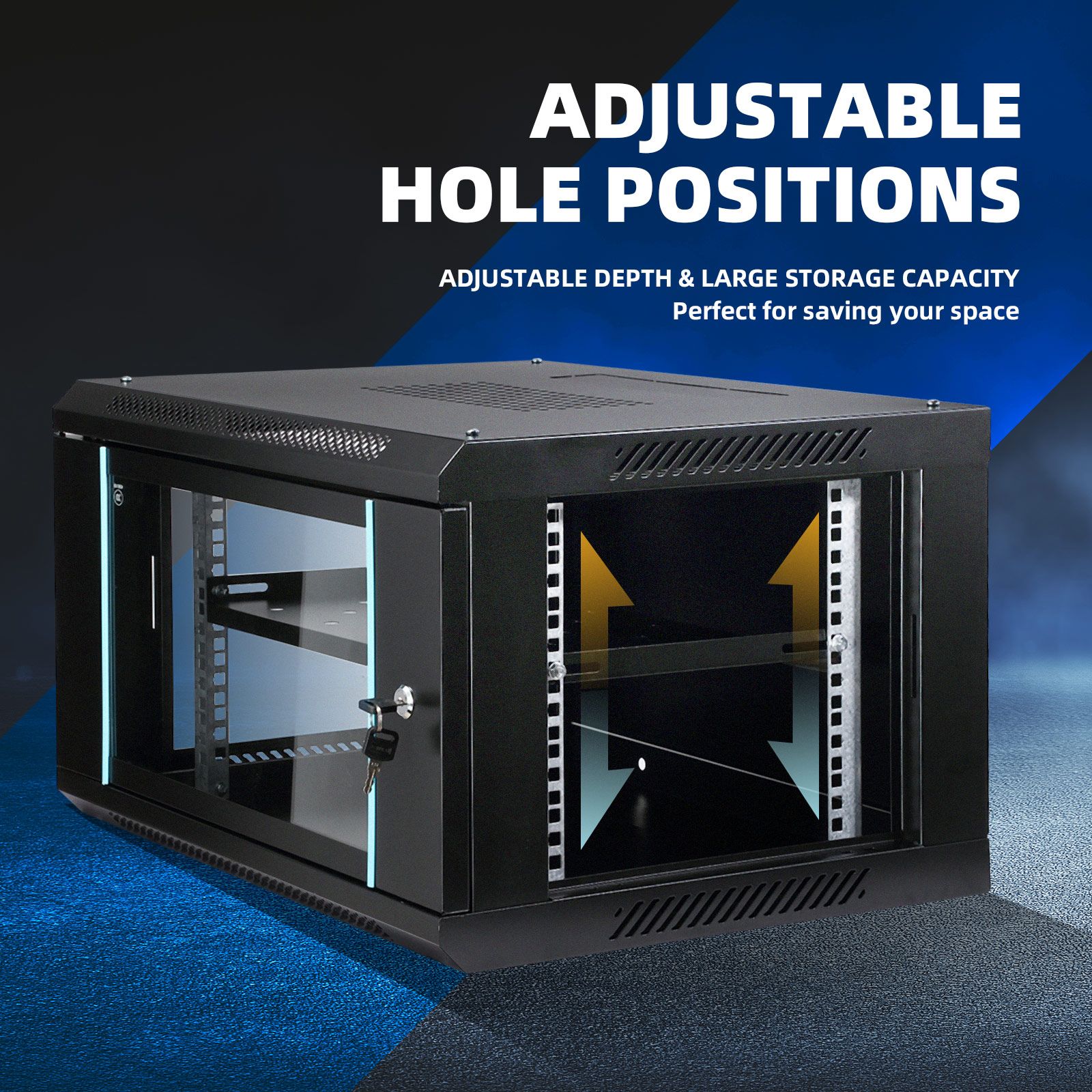 6U Network Server Cabinet Wall Mount Data Rack Enclosure 19 Inch Deep with Removable Side Panels Locking Glass Door for IT Computer Equipment