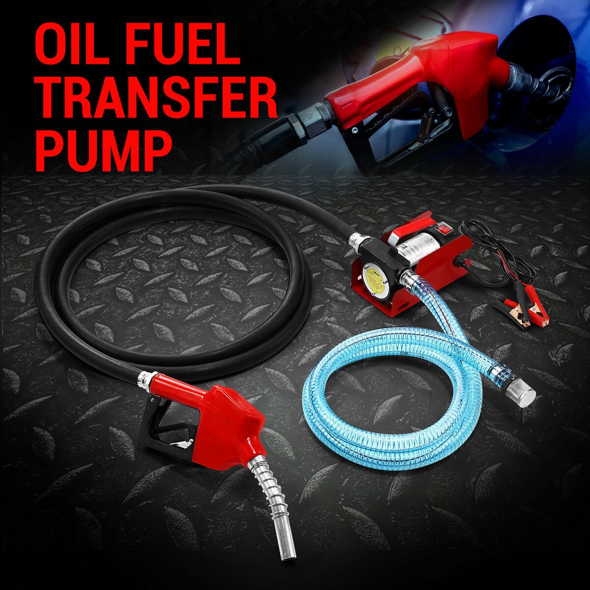 Fuel Transfer Pump Electric Diesel Kerosene 12V DC 10GPM Nozzle Hoses Portable Truck Excavator Reserve Tank Refuel